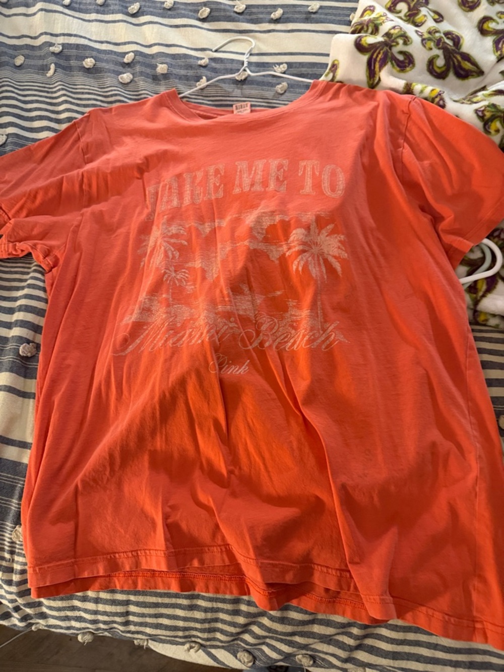 Coral Graphic Tee with Palm Print